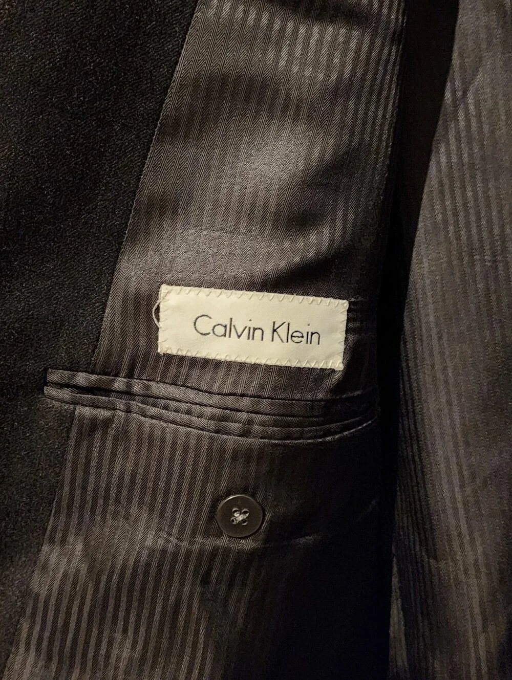 Vintage Calvin Klein Suit Jacket CharcoaI Black-Wool-Cashmere-Size 42 S-Y2k